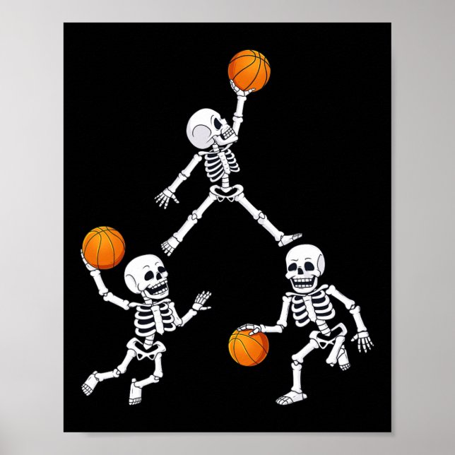 Póster Baloncesto Halloween Skeleton Dunking Dribble Boys (Frente)