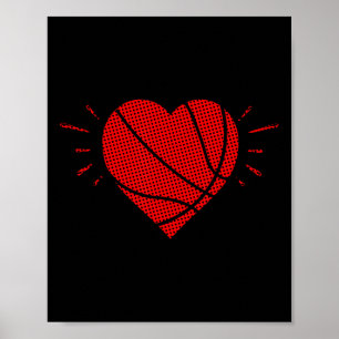 Póster Baloncesto Heart Love Día de San Valentín Sports P