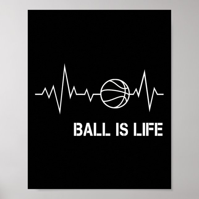 Póster Baloncesto Heartbeat Big Balls My Life Baller Play (Frente)