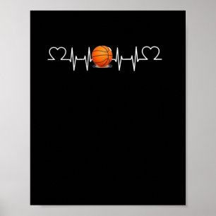 Póster Baloncesto Heartbeat Funny Amante de Baloncesto