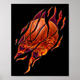 Póster Baloncesto Incendio y Escratches Bball Player Spor