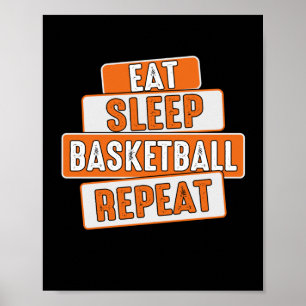 Póster Baloncesto Lover Eat Sleep Basketball Repetir
