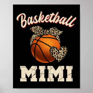 Póster Baloncesto Mimi Bandana Leopard Heart Fans Mother'