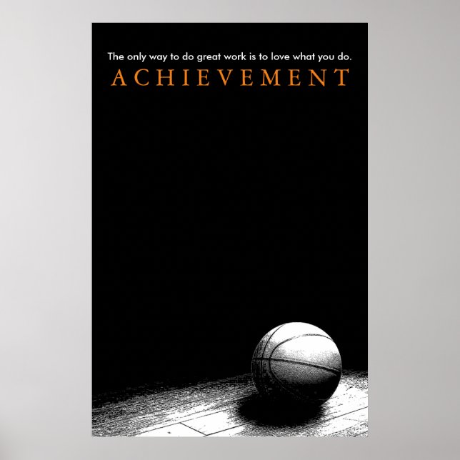 Póster Baloncesto motivacional de Black White Achievt (Frente)