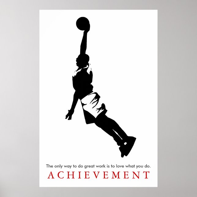 Póster Baloncesto motivacional de Black White Achievt (Frente)