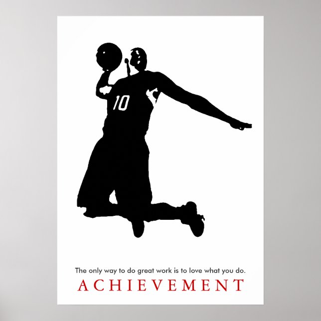 Póster Baloncesto motivacional de Black White Achievt (Frente)