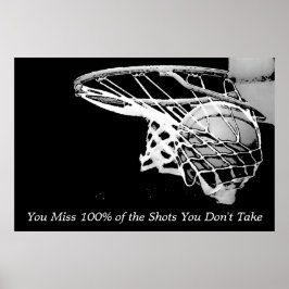 Póster Baloncesto Motivador Blanco Negro