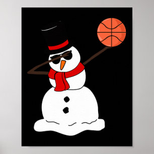 Póster Baloncesto Navidades de luz de nieve en baloncesto