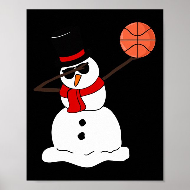 Póster Baloncesto Navidades de luz de nieve en baloncesto (Frente)