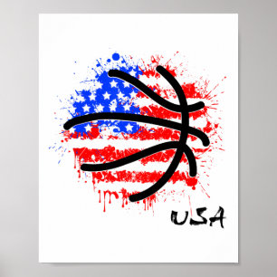 Póster Baloncesto Patriótico 4 De Julio Hombres EE. UU. A