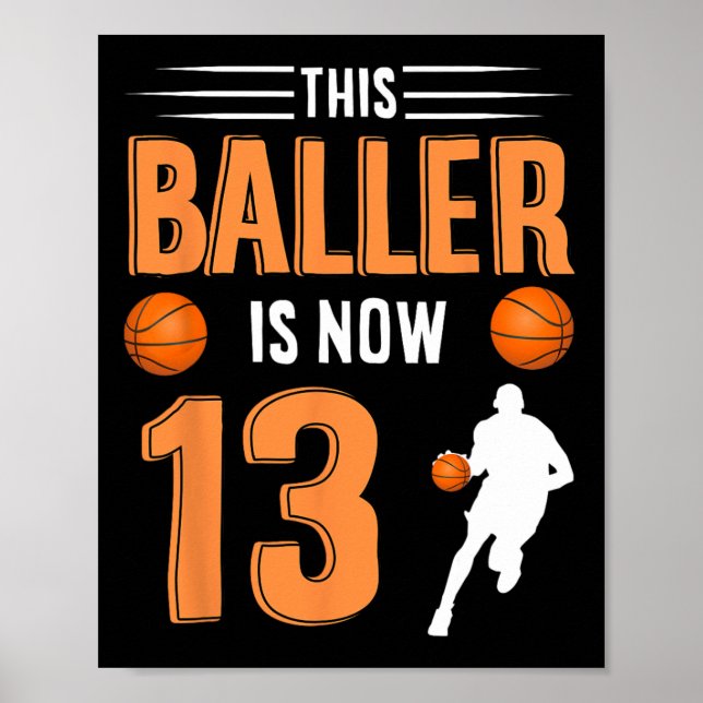 Póster Baloncesto por los 13 Años - Este Baller Ya Tiene  (Frente)