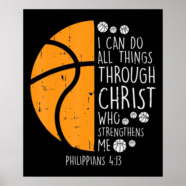 Póster Baloncesto Puedo Hacer Cosas Biblia Verso Dios Jes (Frente)