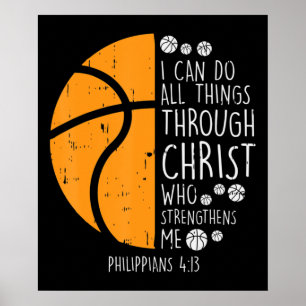 Póster Baloncesto Puedo Hacer Cosas Biblia Verso Dios Jes