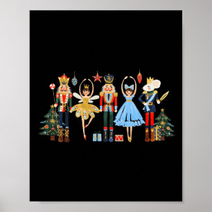 Póster Baloncesto Retro Nutcracker Árbol De Navidad S Par