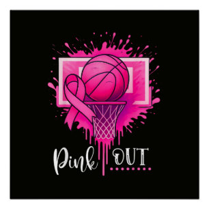 Póster Baloncesto Rosa Contra la Conciencia del Cáncer de