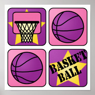 Póster Baloncesto rosado