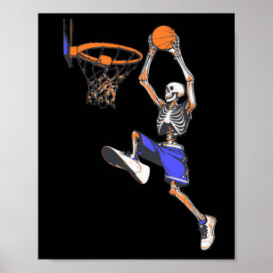 Póster Baloncesto Slam Dunk Skeleton Halloween