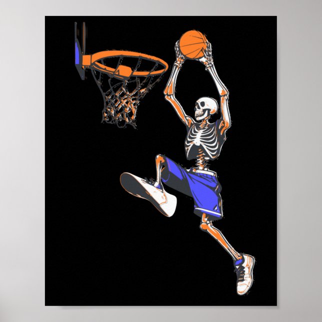 Póster Baloncesto Slam Dunk Skeleton Halloween (Frente)