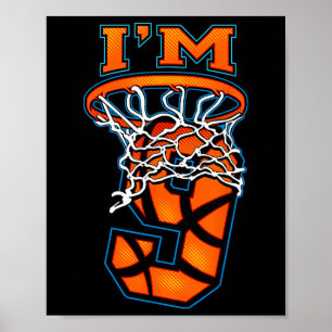 Póster Baloncesto Soy 9 Boy Chica Noveno Cumpleaños