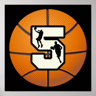 Póster Baloncesto y jugadores del número 5