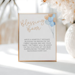 Póster Balones azules bendiciendo al oso