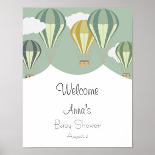 Póster Balones de aire caliente bienvenida para bebé