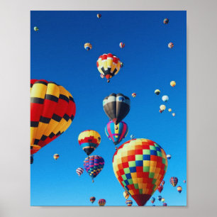Póster Balones de aire caliente cielo azul