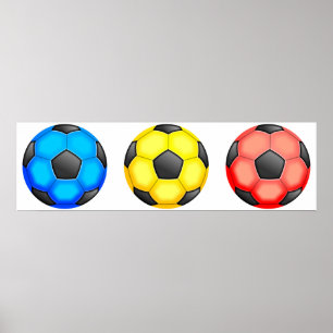 Póster Balones de fútbol coloridos