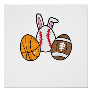 Póster Balones de Pascua Baloncesto Béisbol Fútbol Chico
