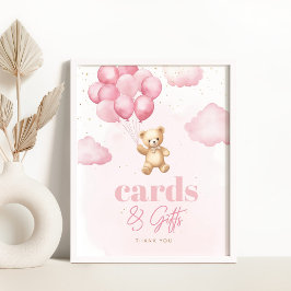 Póster Balones rosados de oso de peluche Tarjetas y Regal