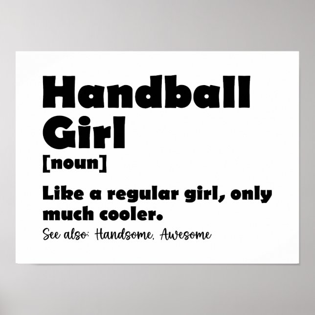 Póster Balonmano Chica Dictionary Definition Funny Handba (Frente)