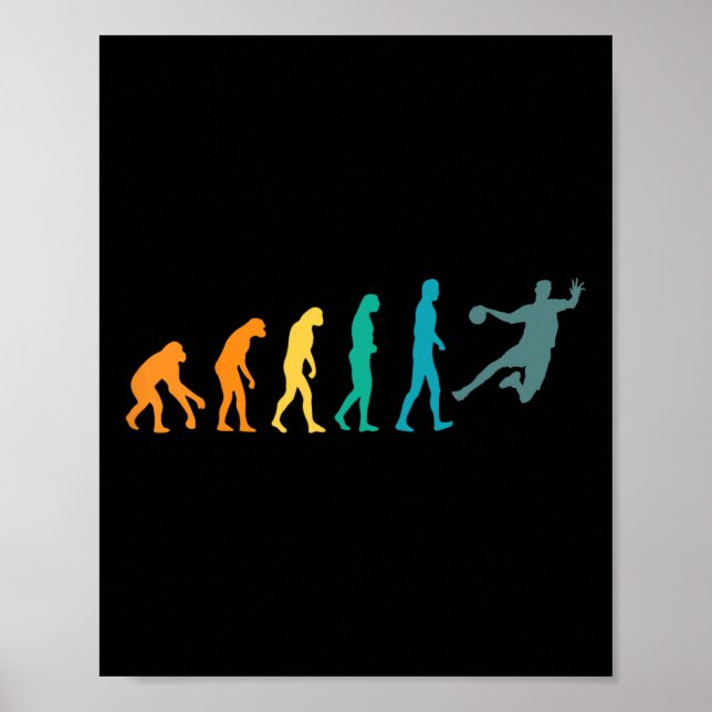 Póster Balonmano divertida de evolución deportiva (Frente)