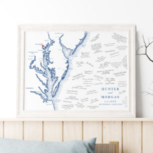 Póster Baltimore Boda Elegant Mapa Poster del libro de in