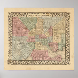 Póster Baltimore Map by Mitchell