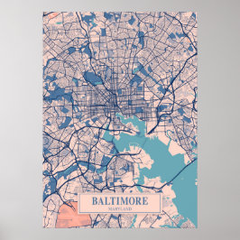Póster Baltimore - Mapa de la ciudad de Maryland Breezy