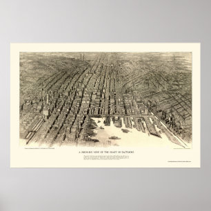 Póster Baltimore, Mapa Panorámico MD - 1912