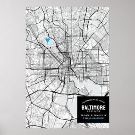 Póster Baltimore, Maryland City Map + Mark Your Location