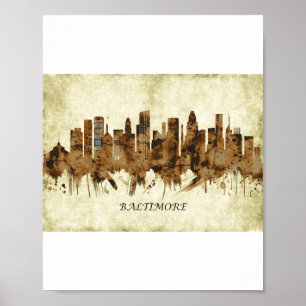 Póster Baltimore Maryland Cityscape