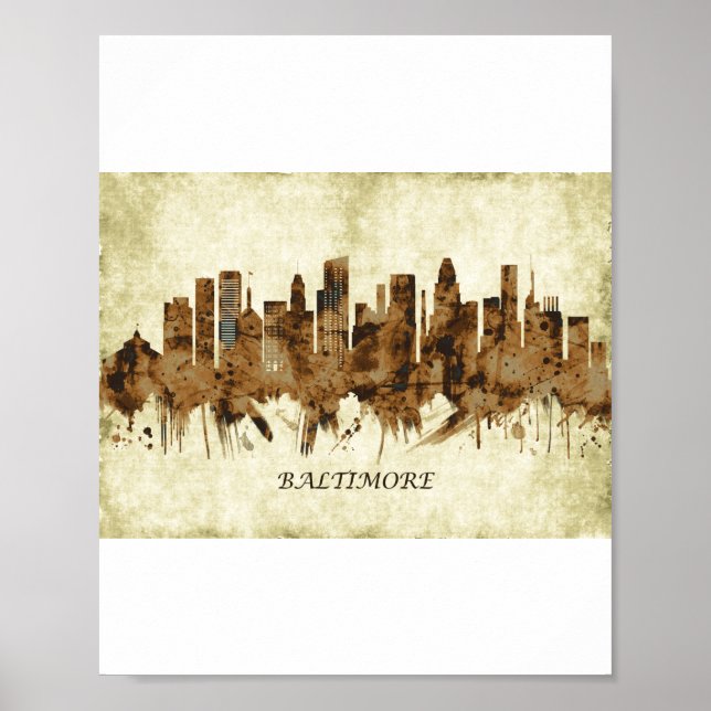 Póster Baltimore Maryland Cityscape (Frente)