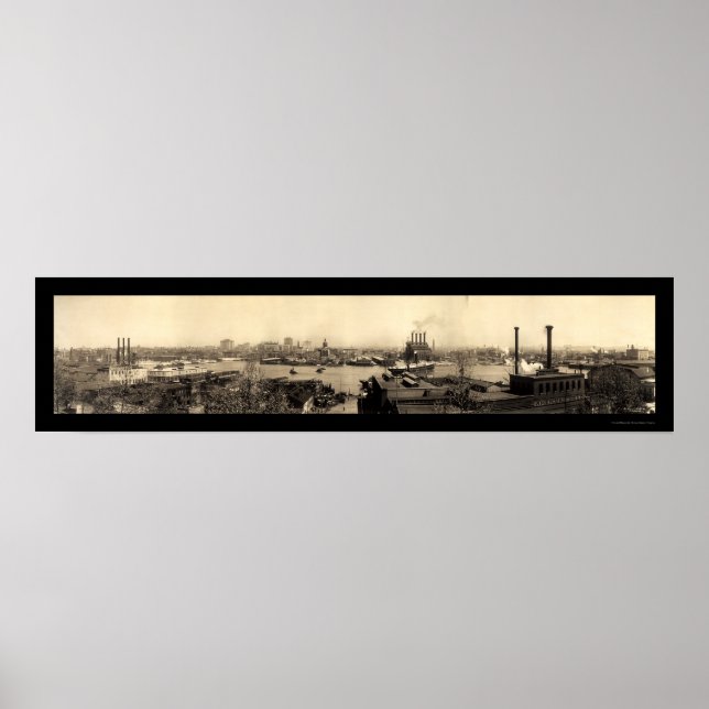Póster Baltimore Water & City Photo 1909 (Frente)