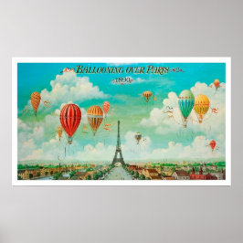 Póster Baluchándose sobre París, globos de flores, cosech