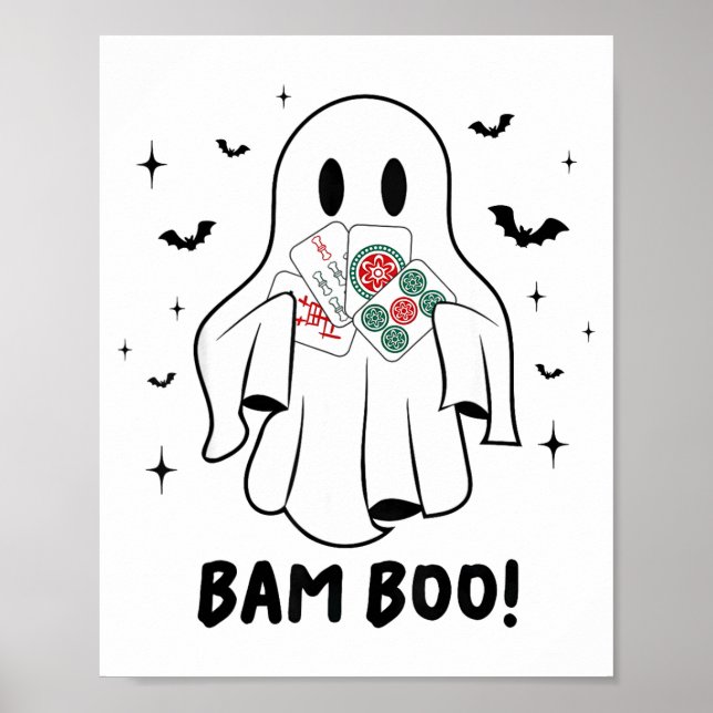 Póster Bam Boo Halloween Ghost Mahjong Funny Costume Game (Frente)