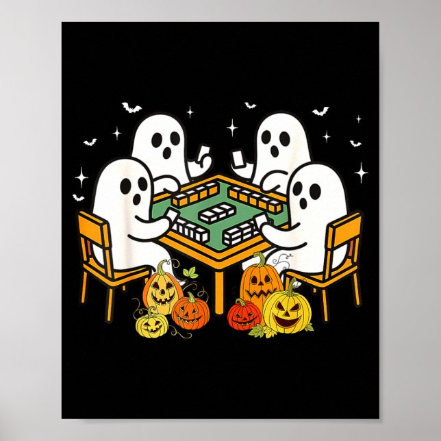 Póster Bam Boo Halloween Ghost Mahjong Funny Costume Game (Frente)