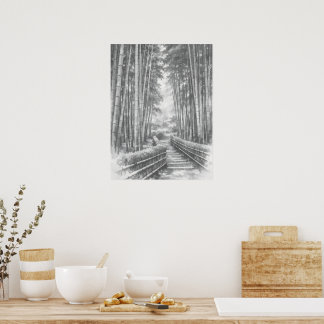 Póster Bamboo Path in Light -Yang | Japanese Zen Wall Art