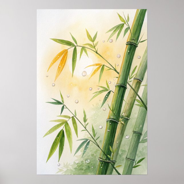Póster Bamboo Stalks Golden Leaves (Frente)