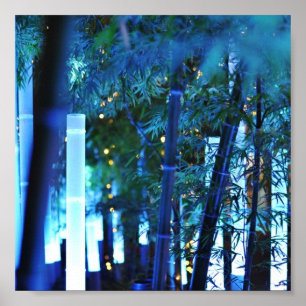 Póster Bambú iluminado. Tokio, Japón.