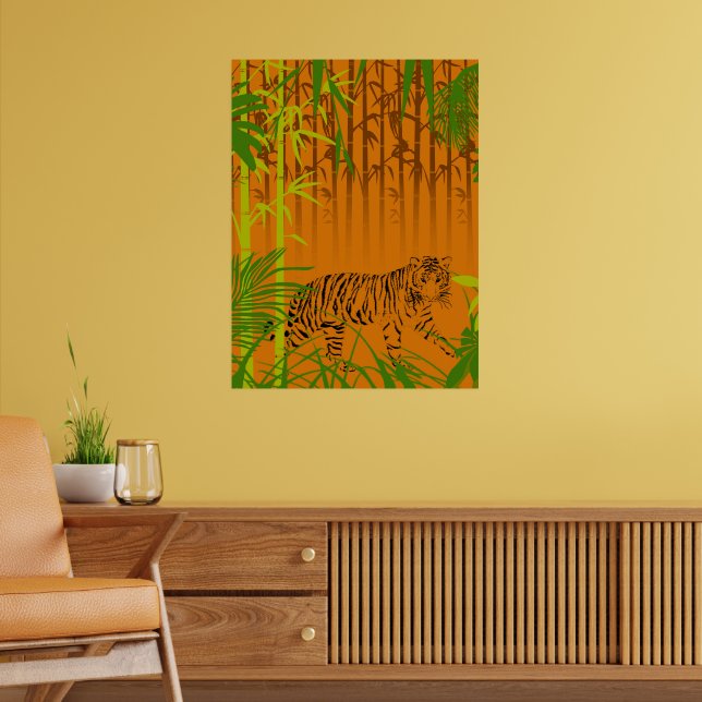 Póster Bambú tropical y leopardo (Salón 2)