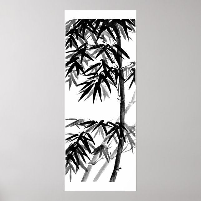 Póster Bambú - verde oliva - bw (Frente)