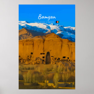 Póster Bamyan, Afganistán - Valle del acantilado de Buda