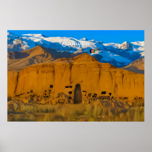 Póster Bamyan, Afganistán - Valle del acantilado de Buda